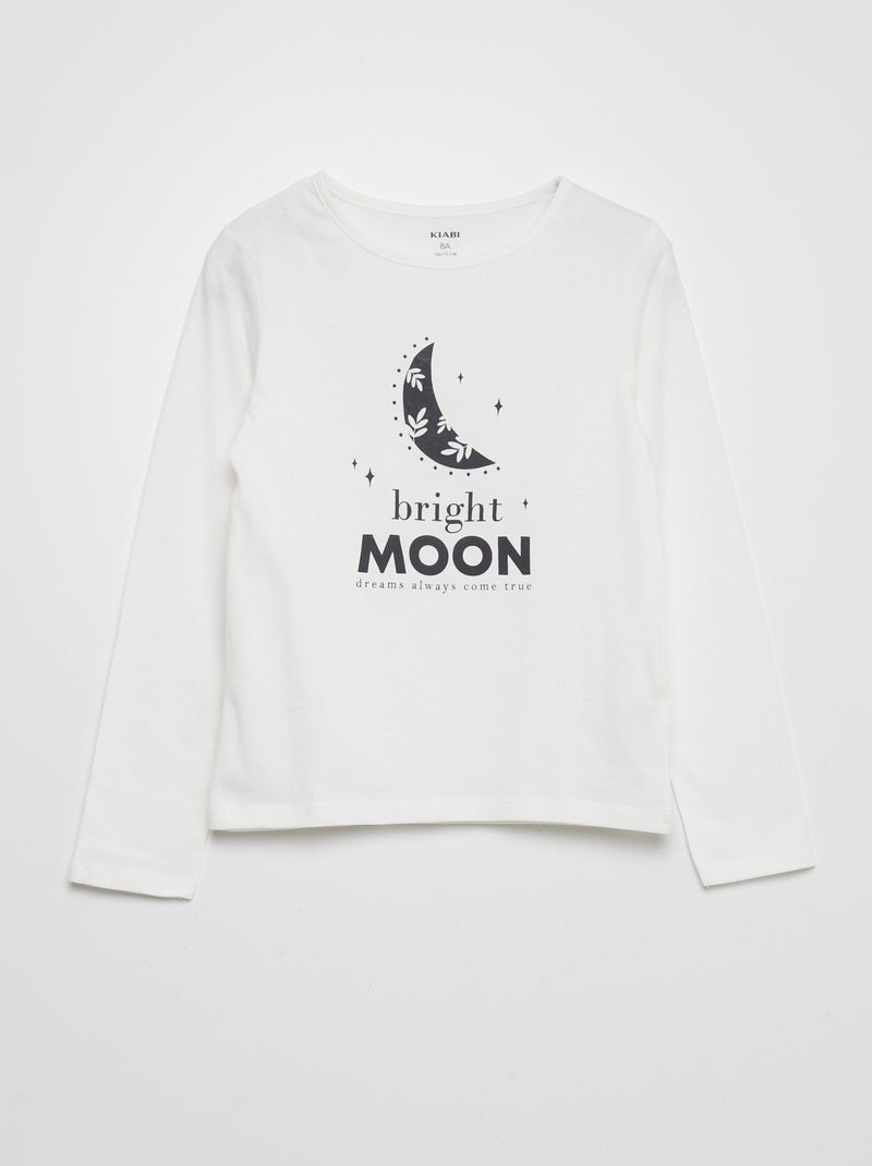 Conjunto de pijama con camiseta + pantalón - 2 piezas BLANCO - Kiabi