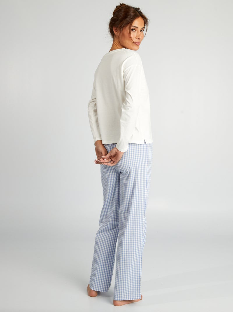 Conjunto de pijama con camiseta + pantalón - 2 piezas BLANCO - Kiabi