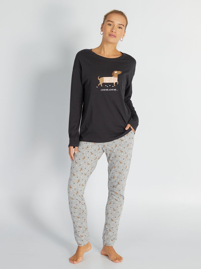 Conjunto de pijama con camiseta + pantalón - 2 piezas GRIS - Kiabi