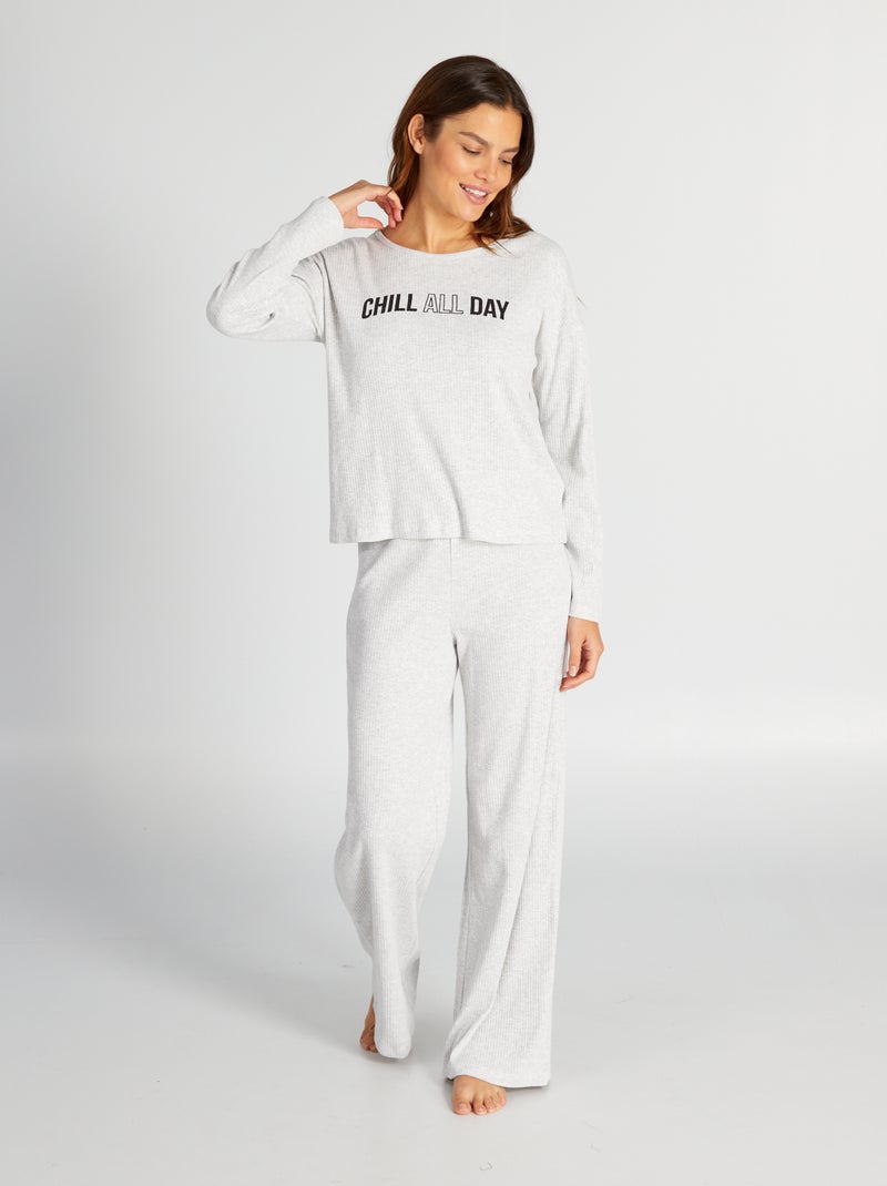 Conjunto de pijama con camiseta + pantalón - 2 piezas GRIS - Kiabi