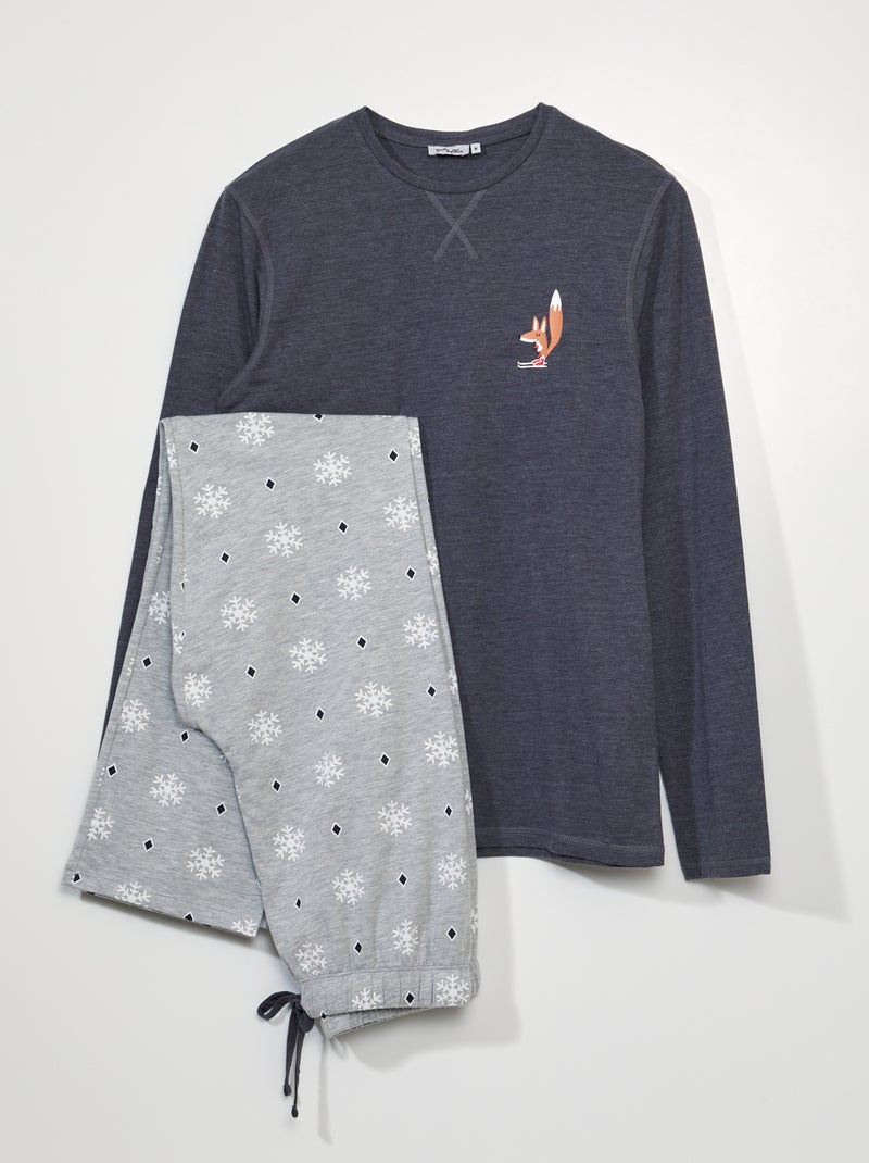Conjunto de pijama con camiseta + pantalón - 2 piezas GRIS - Kiabi