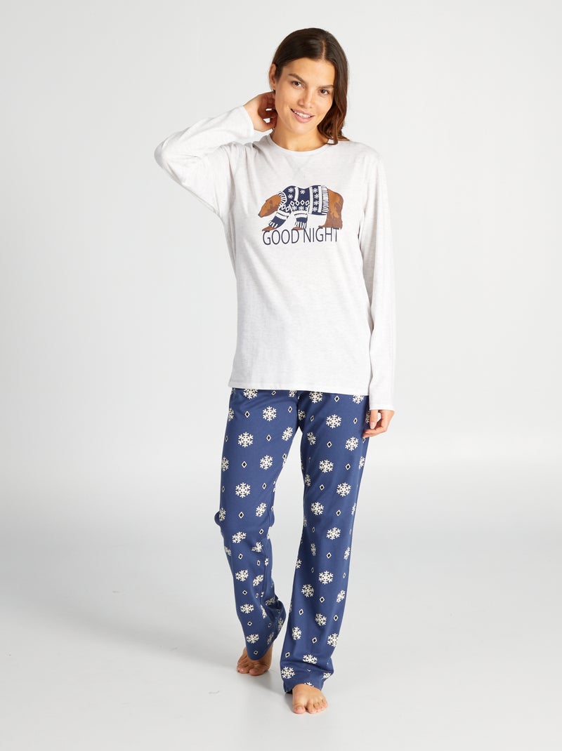Conjunto de pijama con camiseta + pantalón - 2 piezas GRIS - Kiabi