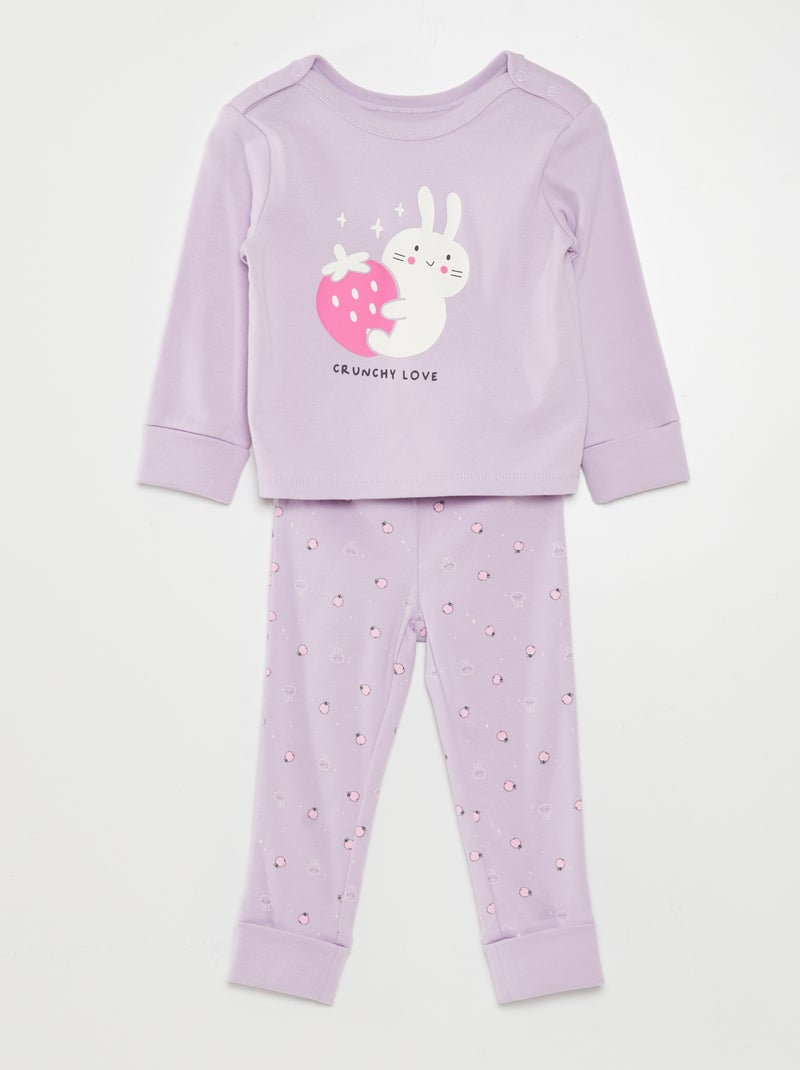Conjunto de pijama con camiseta + pantalón - 2 piezas PURPURA - Kiabi