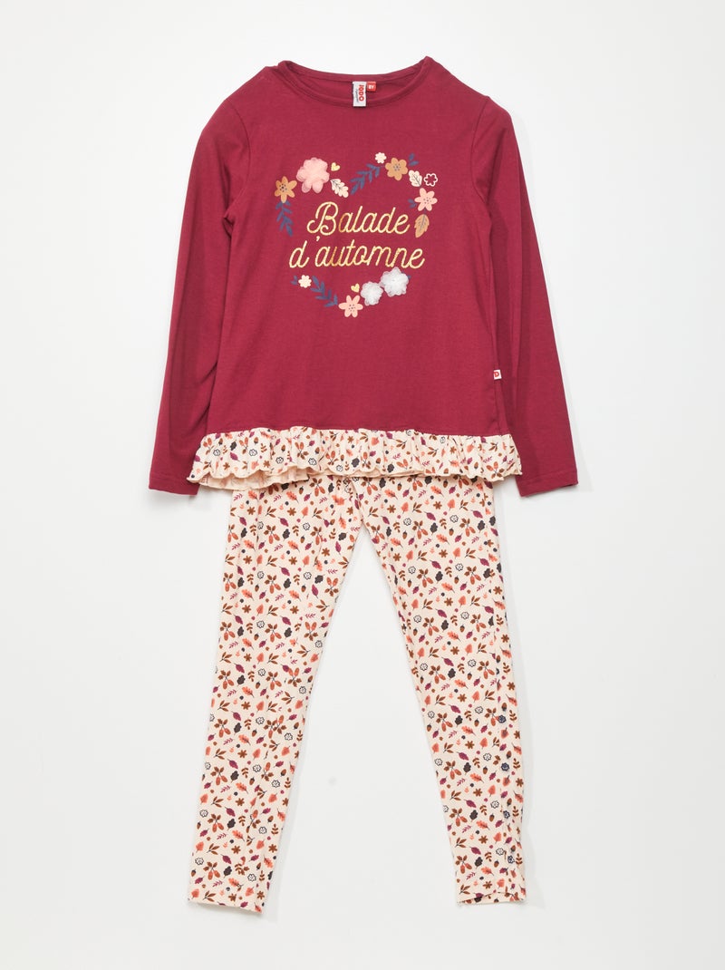Conjunto de pijama con camiseta + pantalón - 2 piezas ROSA - Kiabi