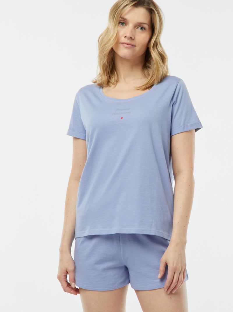 Conjunto de pijama con camiseta + pantalón corto 'Dodo' AZUL - Kiabi