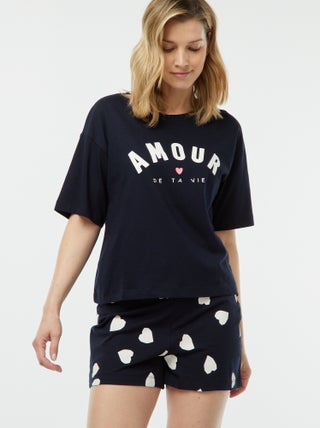 Conjunto de pijama con camiseta + pantalón corto estampado
