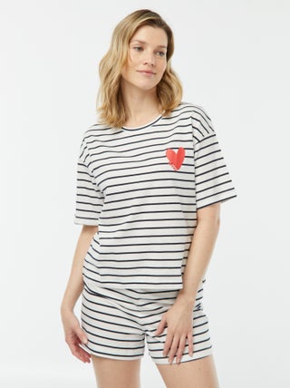 Conjunto de pijama con camiseta + pantalón corto estampado