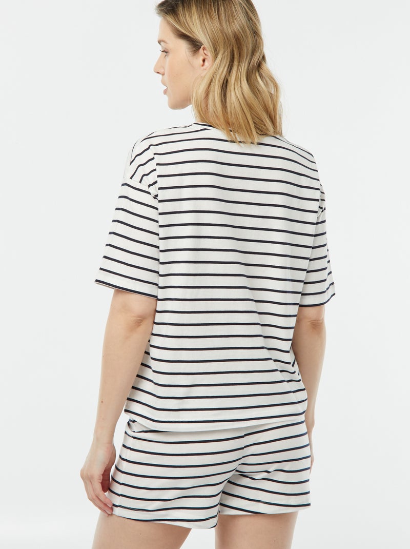 Conjunto de pijama con camiseta + pantalón corto estampado BLANCO - Kiabi