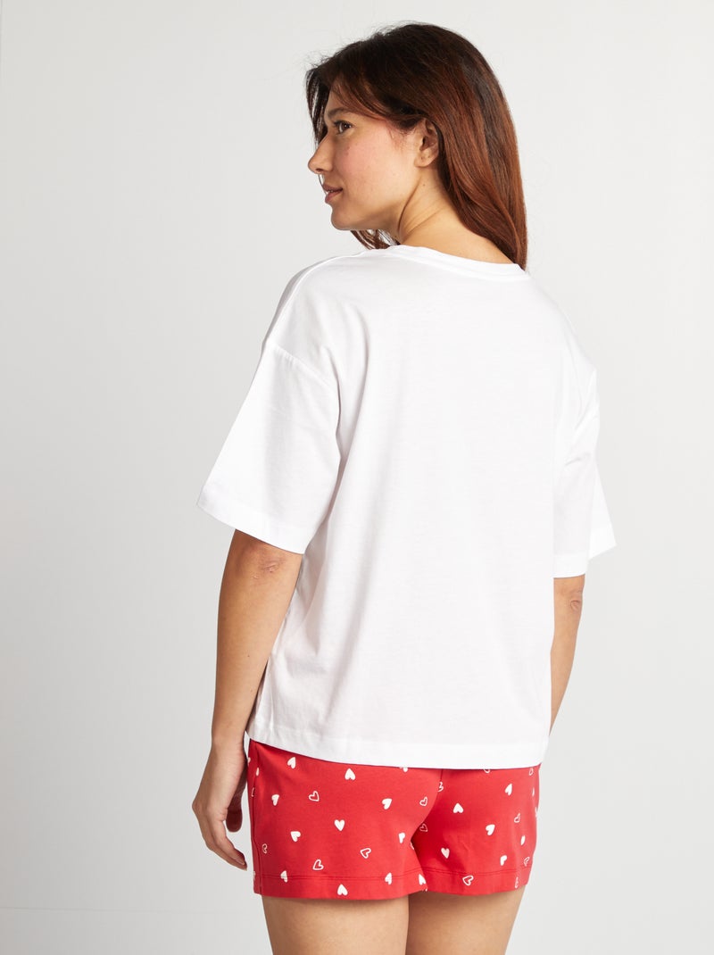 Conjunto de pijama con camiseta + pantalón corto estampado ROJO - Kiabi