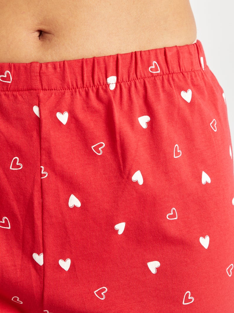 Conjunto de pijama con camiseta + pantalón corto estampado ROJO - Kiabi
