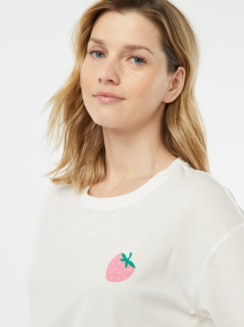 Conjunto de pijama con camiseta + pantalón corto estampado ROSA - Kiabi