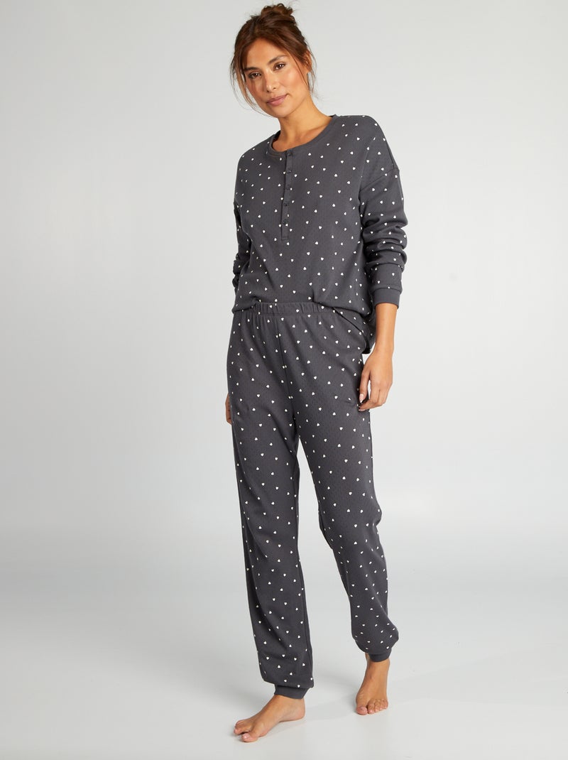 Conjunto de pijama con camiseta + pantalón de punto - 2 piezas GRIS - Kiabi