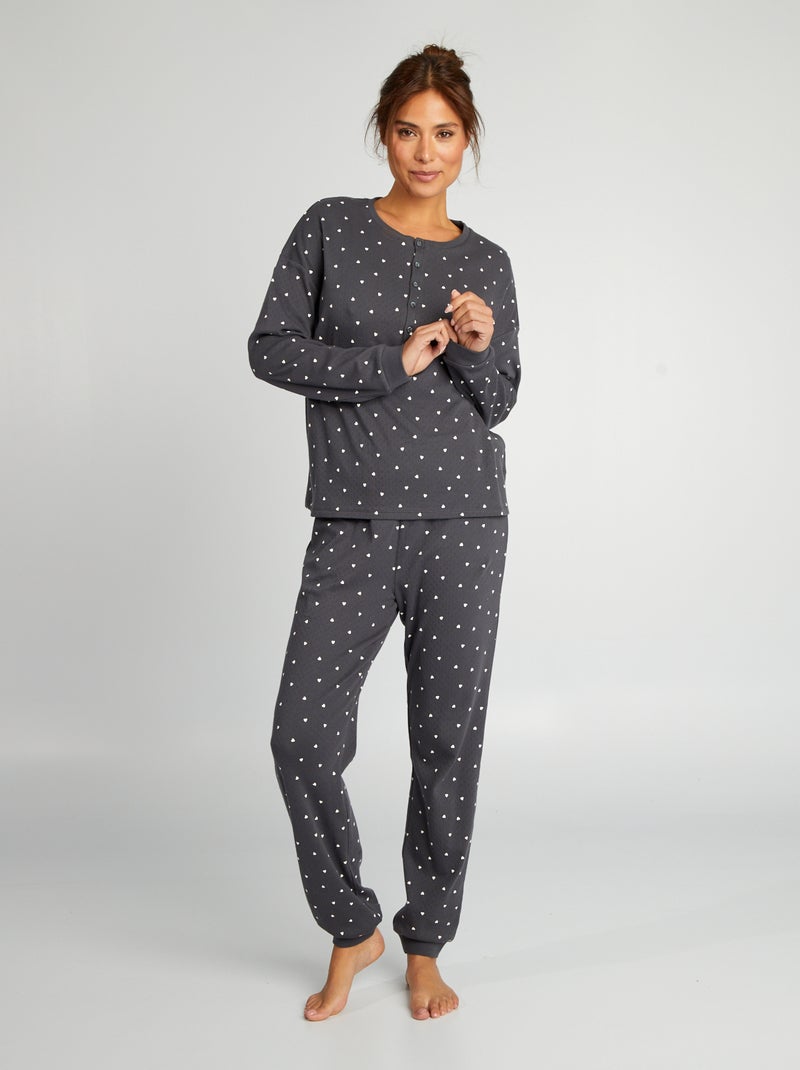 Conjunto de pijama con camiseta + pantalón de punto - 2 piezas GRIS - Kiabi