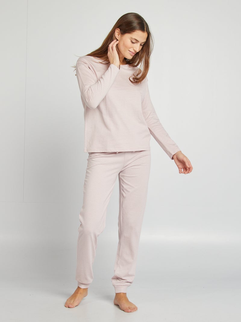 Conjunto de pijama con camiseta + pantalón estampado ROSA - Kiabi