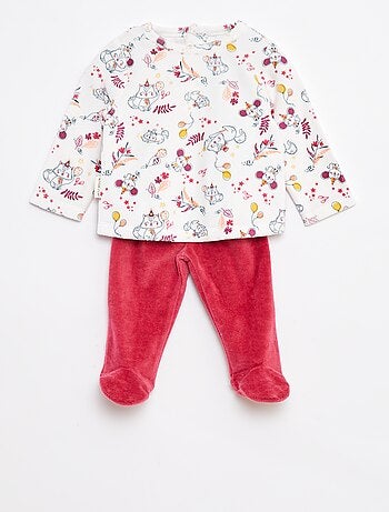 Conjunto de pijama con camiseta + pantalón polar - 2 piezas