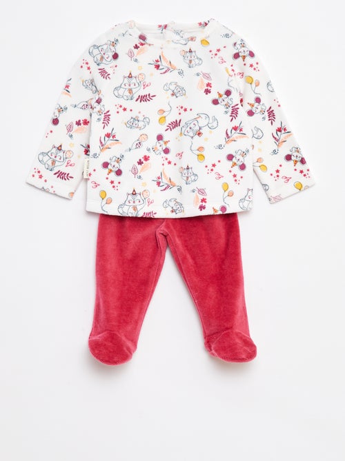 Conjunto de pijama con camiseta + pantalón polar - 2 piezas - Kiabi