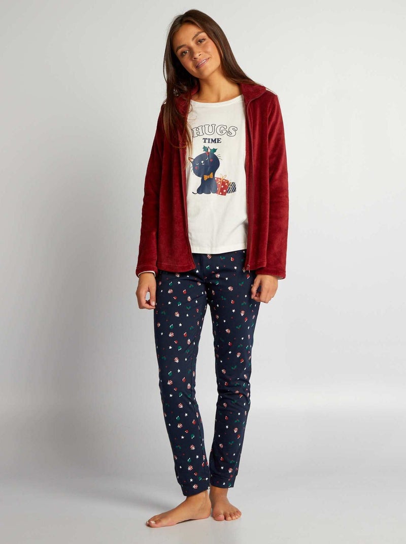 Conjunto de pijama con camiseta + sudadera + pantalón - 3 piezas BLANCO - Kiabi