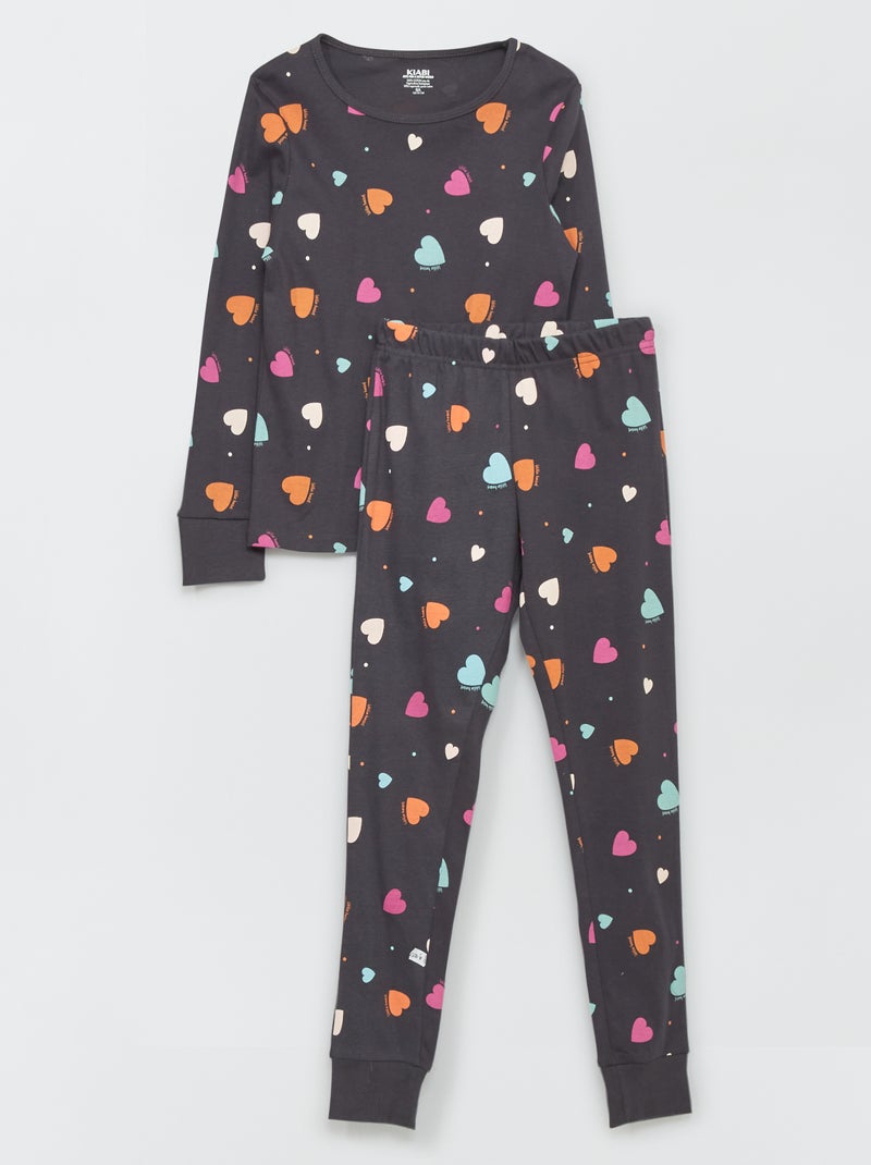 Conjunto de pijama con estampado  - 2 piezas NEGRO - Kiabi