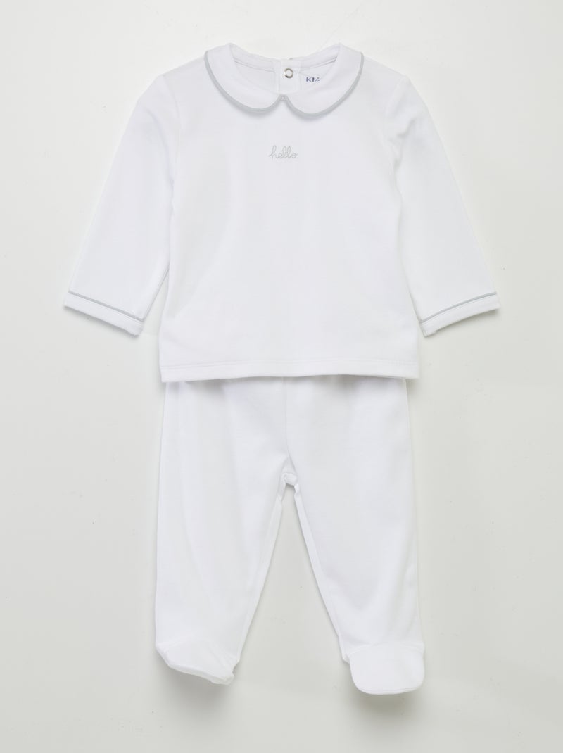 Conjunto de pijama con pies  - 2 piezas BLANCO - Kiabi