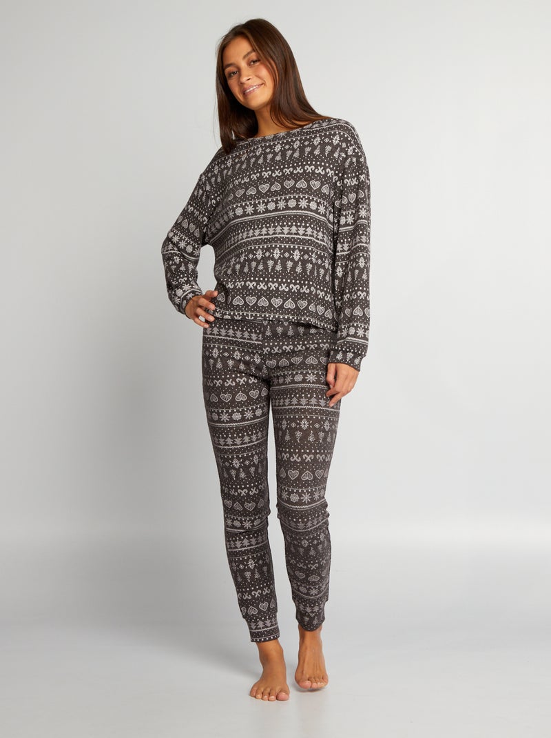 Conjunto de pijama con sudadera + pantalón - 2 piezas GRIS - Kiabi