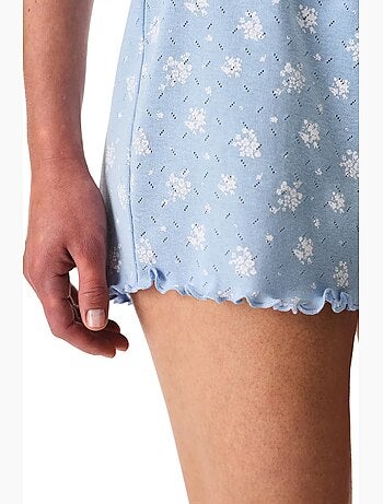 Conjunto de pijama coralie pointel crunchy con estampado floral, manga corta y shorts penti