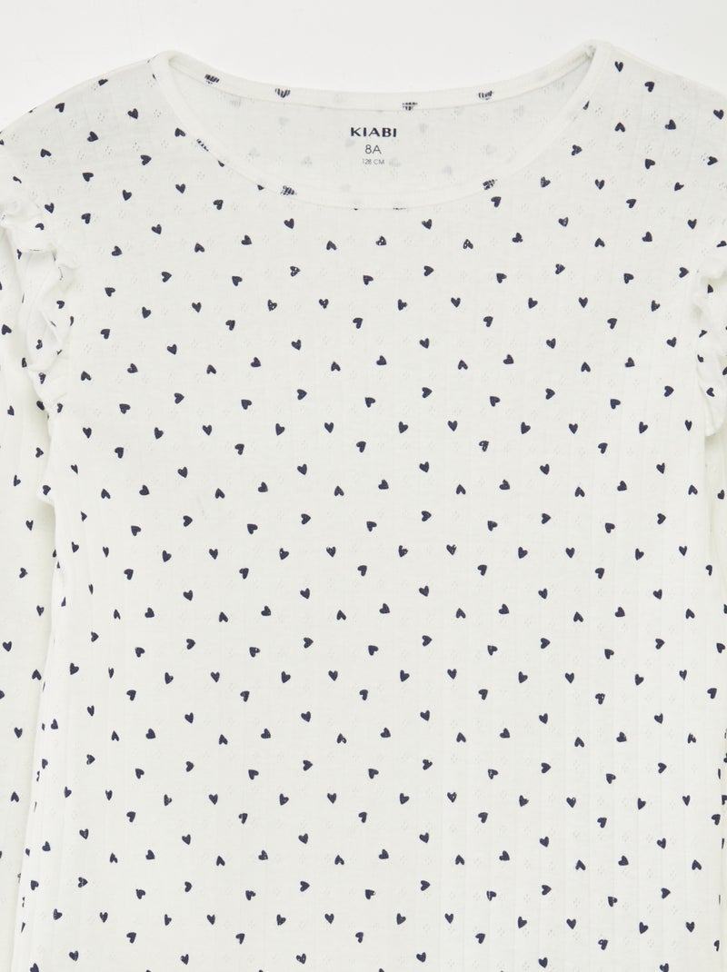 Conjunto de pijama 'corazón' - 2 piezas BLANCO - Kiabi