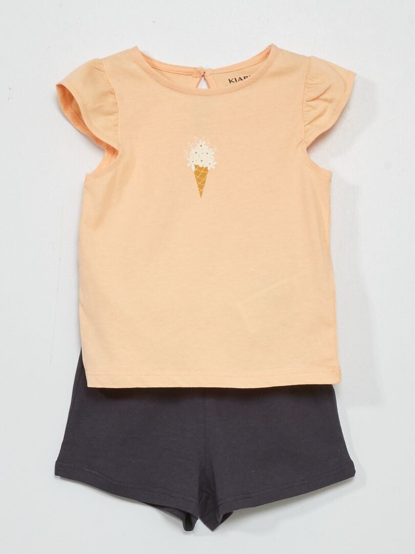 Conjunto de pijama corto  - 2 piezas NARANJA - Kiabi