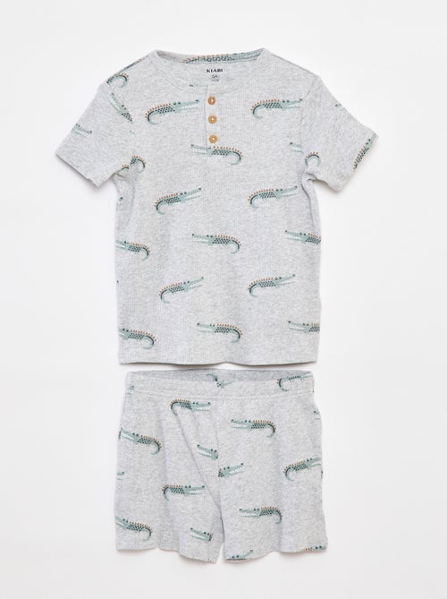 Conjunto de pijama corto acanalado  - 2 piezas - Kiabi