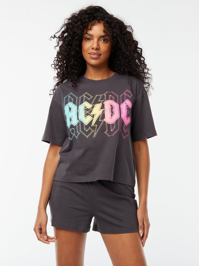 Conjunto de pijama corto 'AC/DC' - 2 piezas NEGRO - Kiabi