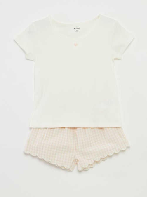 Conjunto de pijama corto + camiseta - 2 piezas - Kiabi