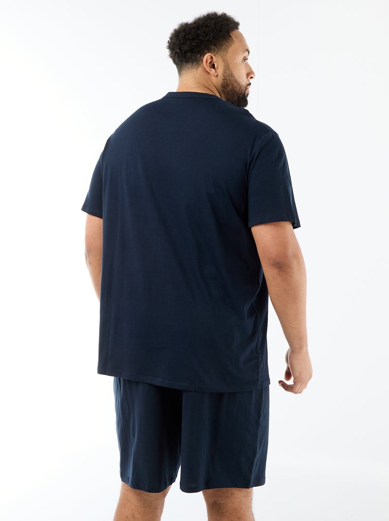 Conjunto de pijama corto camiseta + pantalón corto - 2 piezas Azul - Kiabi