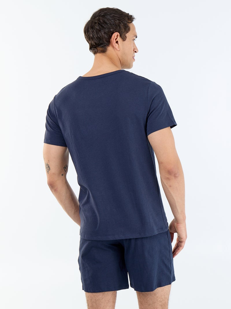 Conjunto de pijama corto camiseta + pantalón corto - 2 piezas Azul - Kiabi