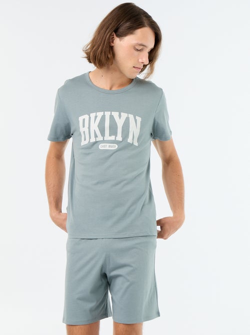 Conjunto de pijama corto camiseta + pantalón corto - 2 piezas - Kiabi Conjunto de pijama corto camiseta + pantalón corto - 2 piezas - Kiabi