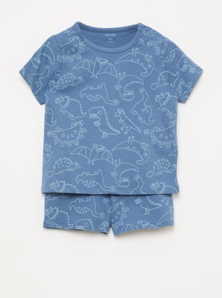 Conjunto de pijama corto camiseta + pantalón corto - 2 piezas