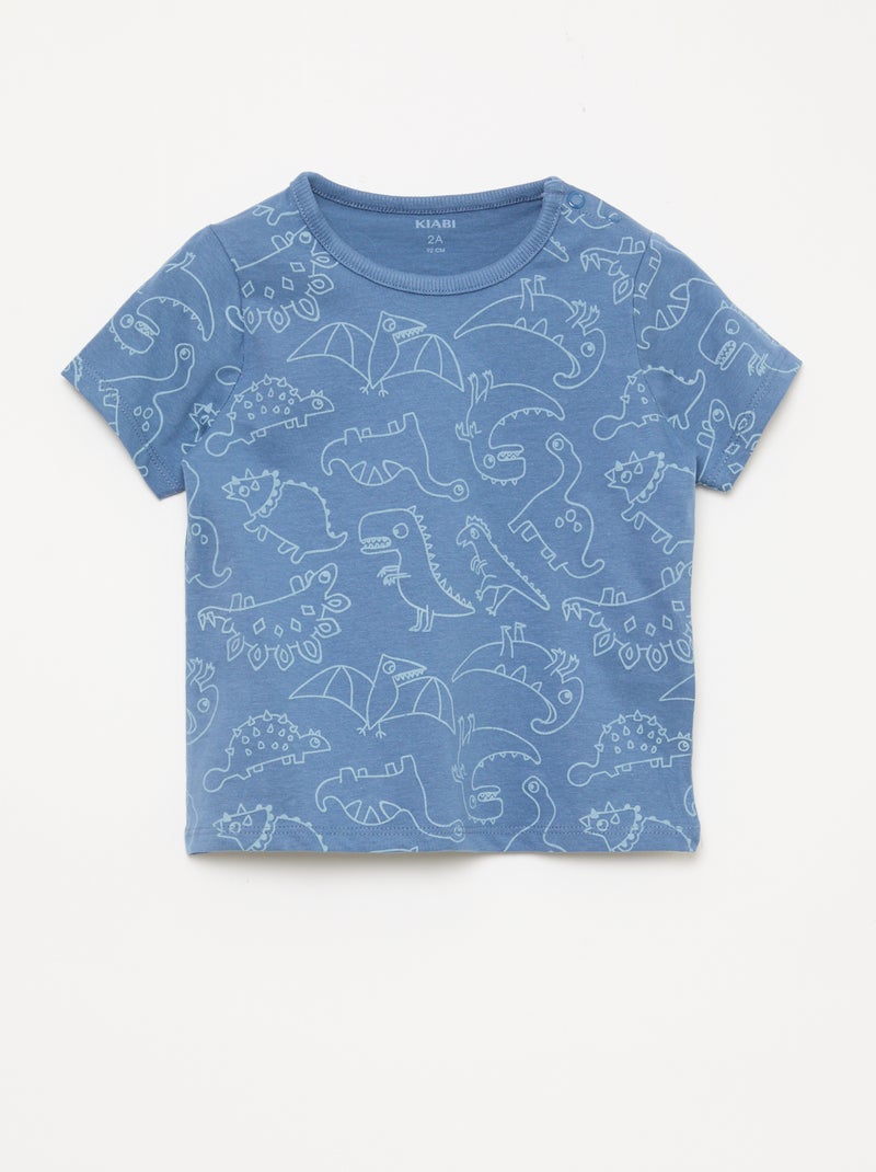 Conjunto de pijama corto camiseta + pantalón corto - 2 piezas Azul - Kiabi
