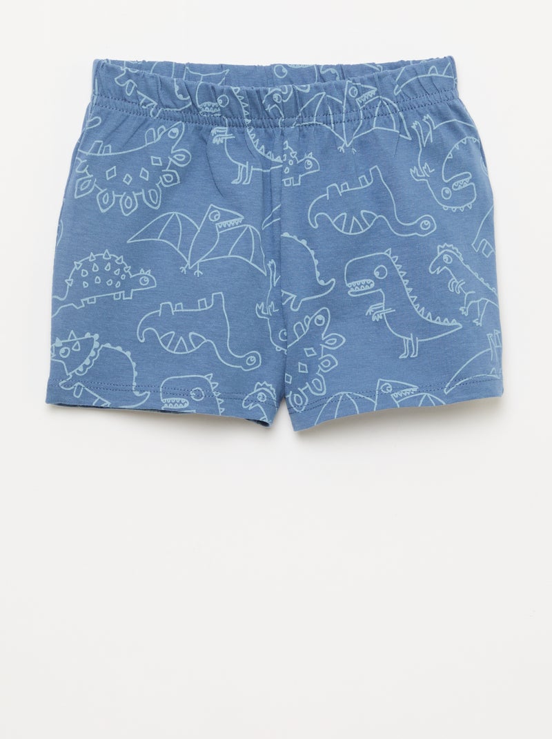 Conjunto de pijama corto camiseta + pantalón corto - 2 piezas Azul - Kiabi