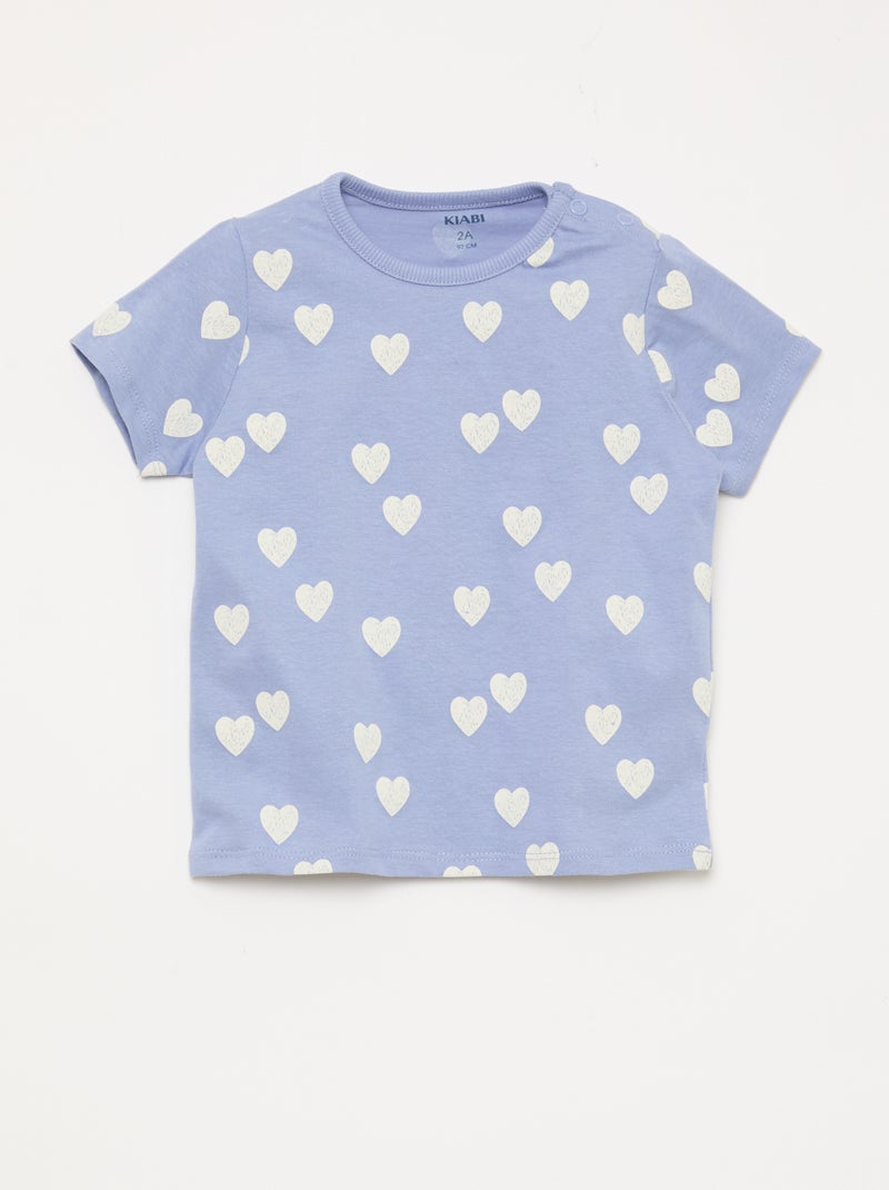 Conjunto de pijama corto camiseta + pantalón corto - 2 piezas Azul - Kiabi