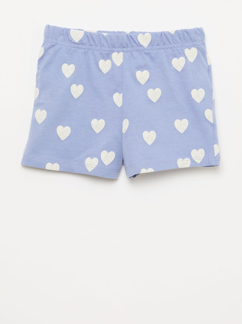 Conjunto de pijama corto camiseta + pantalón corto - 2 piezas Azul - Kiabi