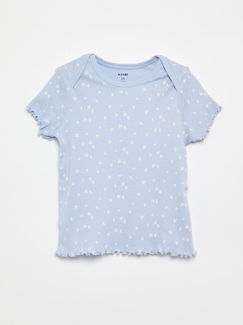Conjunto de pijama corto camiseta + pantalón corto - 2 piezas Azul - Kiabi