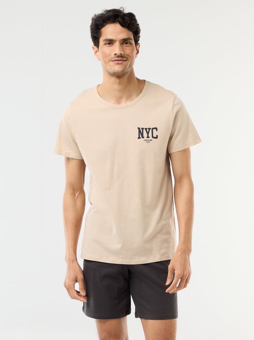 Conjunto de pijama corto camiseta + pantalón corto - 2 piezas - Kiabi