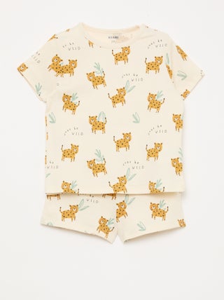 Conjunto de pijama corto camiseta + pantalón corto - 2 piezas