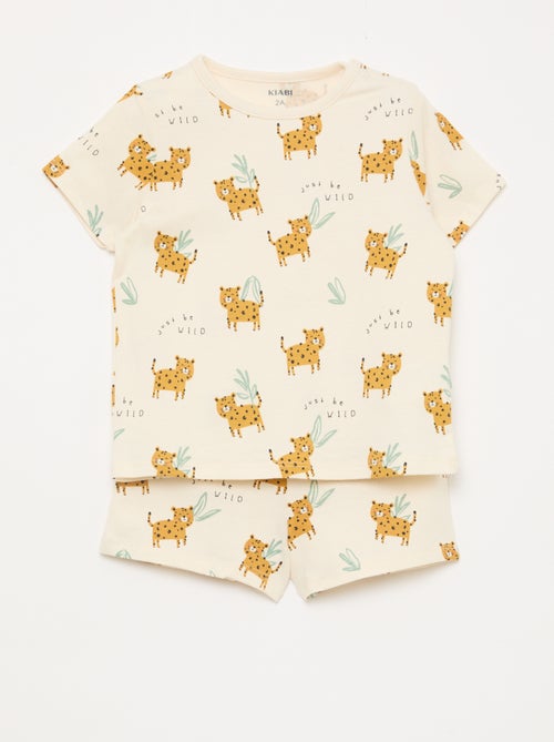 Conjunto de pijama corto camiseta + pantalón corto - 2 piezas - Kiabi
