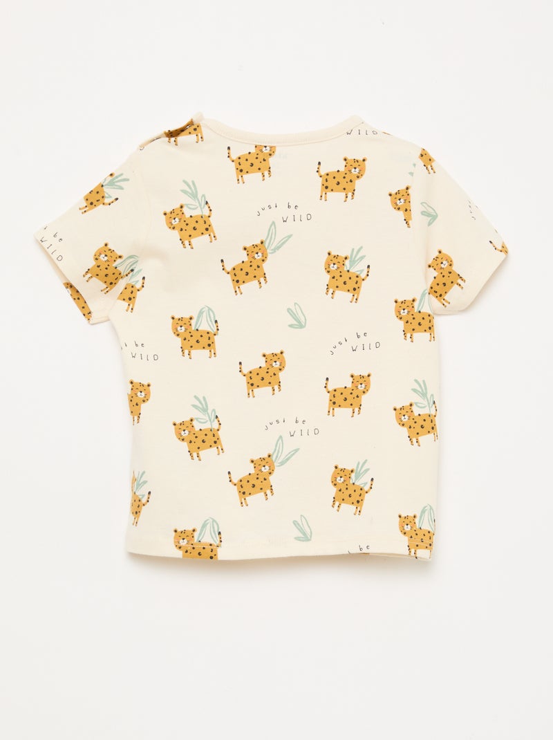 Conjunto de pijama corto camiseta + pantalón corto - 2 piezas Beige - Kiabi