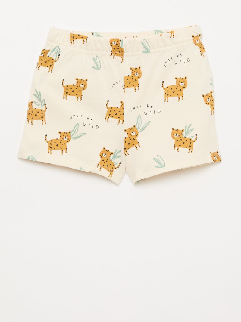 Conjunto de pijama corto camiseta + pantalón corto - 2 piezas Beige - Kiabi