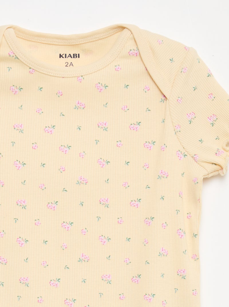 Conjunto de pijama corto camiseta + pantalón corto - 2 piezas Beige - Kiabi