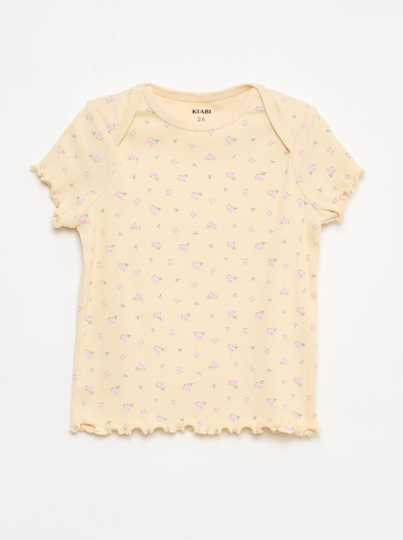 Conjunto de pijama corto camiseta + pantalón corto - 2 piezas Beige - Kiabi