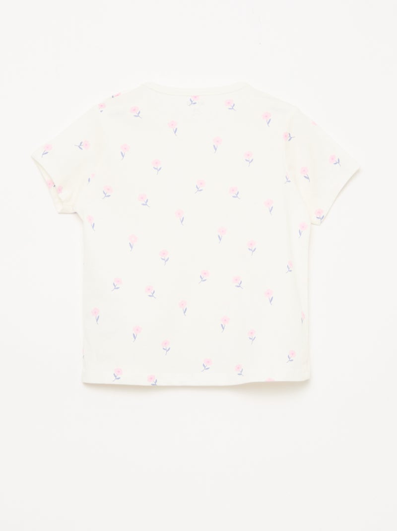 Conjunto de pijama corto camiseta + pantalón corto - 2 piezas Blanco - Kiabi