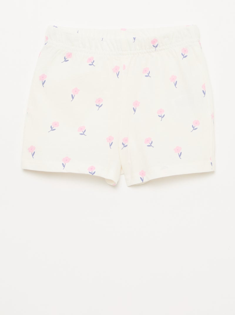 Conjunto de pijama corto camiseta + pantalón corto - 2 piezas Blanco - Kiabi