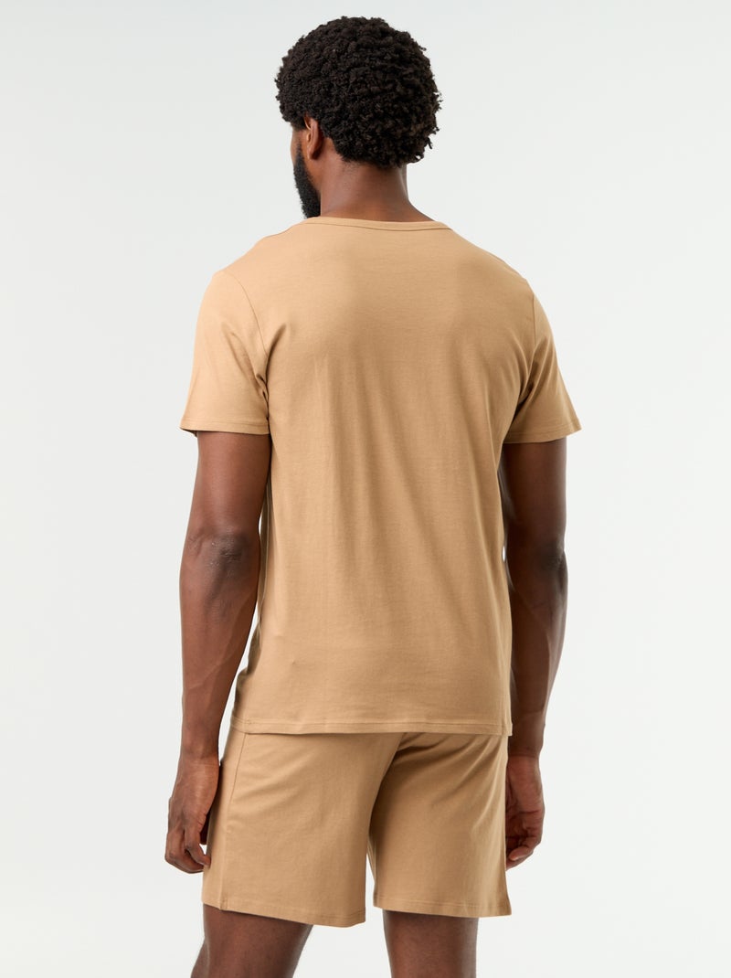 Conjunto de pijama corto camiseta + pantalón corto - 2 piezas Marron - Kiabi