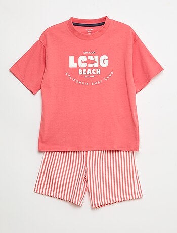 Conjunto de pijama corto camiseta + pantalón corto - 2 piezas